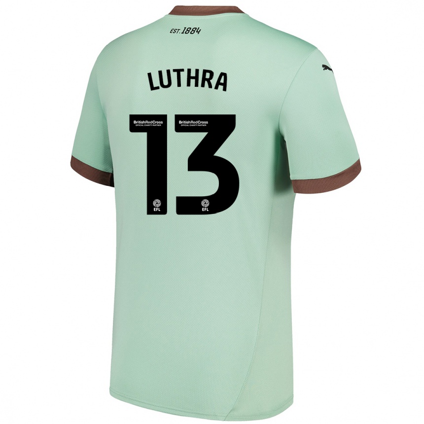 Kinder Fußball Rohan Luthra #13 Blassgrün Auswärtstrikot Trikot 2024/25 T-Shirt Luxemburg