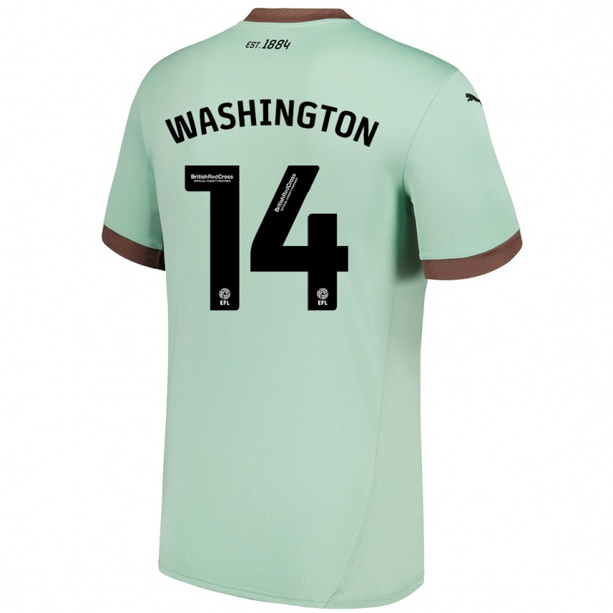 Kinder Fußball Conor Washington #14 Blassgrün Auswärtstrikot Trikot 2024/25 T-Shirt Luxemburg