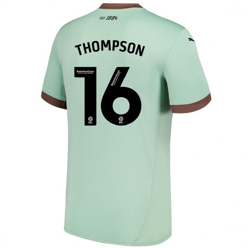 Kinder Fußball Liam Thompson #16 Blassgrün Auswärtstrikot Trikot 2024/25 T-Shirt Luxemburg