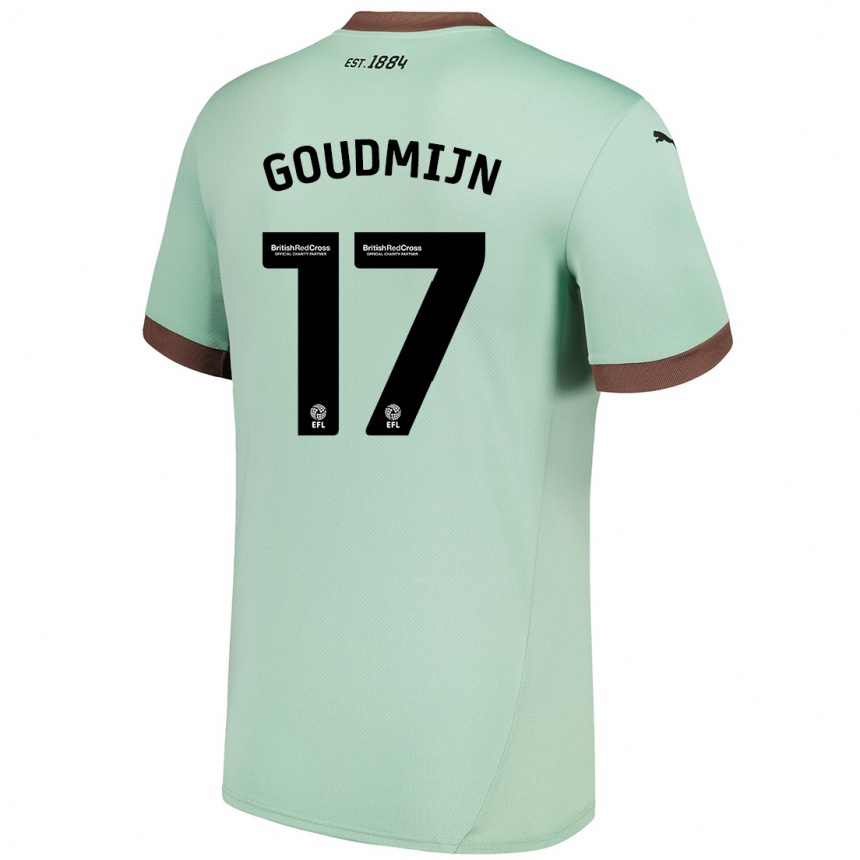 Kinder Fußball Kenzo Goudmijn #17 Blassgrün Auswärtstrikot Trikot 2024/25 T-Shirt Luxemburg