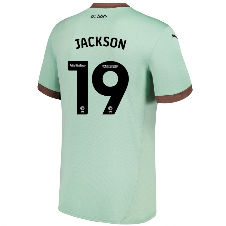 Kinder Fußball Kayden Jackson #19 Blassgrün Auswärtstrikot Trikot 2024/25 T-Shirt Luxemburg