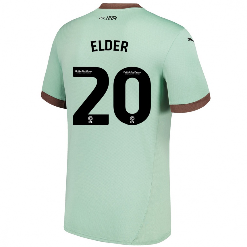 Kinder Fußball Callum Elder #20 Blassgrün Auswärtstrikot Trikot 2024/25 T-Shirt Luxemburg