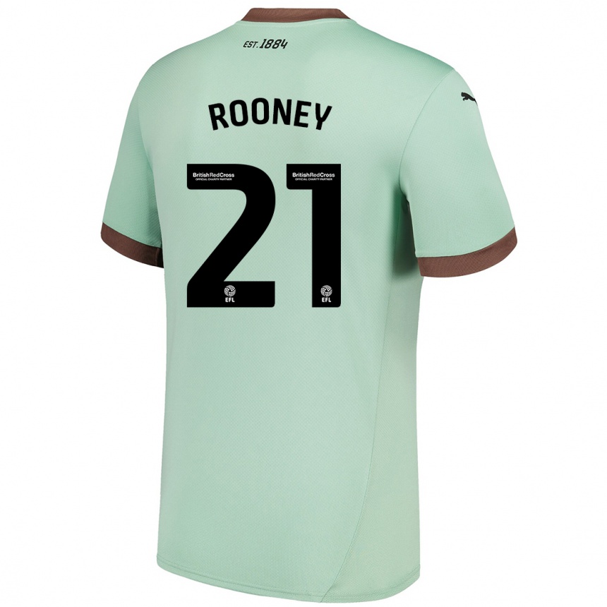 Kinder Fußball Jake Rooney #21 Blassgrün Auswärtstrikot Trikot 2024/25 T-Shirt Luxemburg