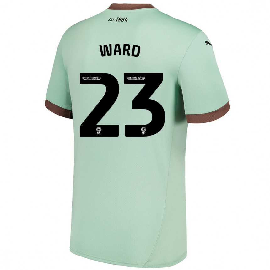 Kinder Fußball Joe Ward #23 Blassgrün Auswärtstrikot Trikot 2024/25 T-Shirt Luxemburg