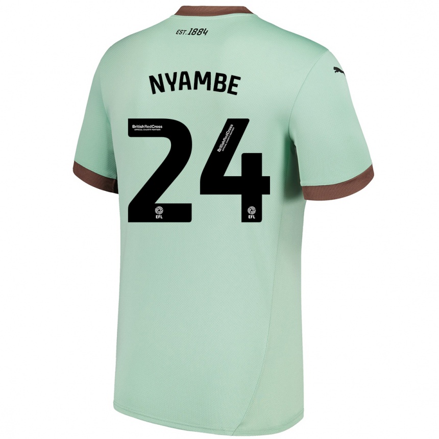 Kinder Fußball Ryan Nyambe #24 Blassgrün Auswärtstrikot Trikot 2024/25 T-Shirt Luxemburg