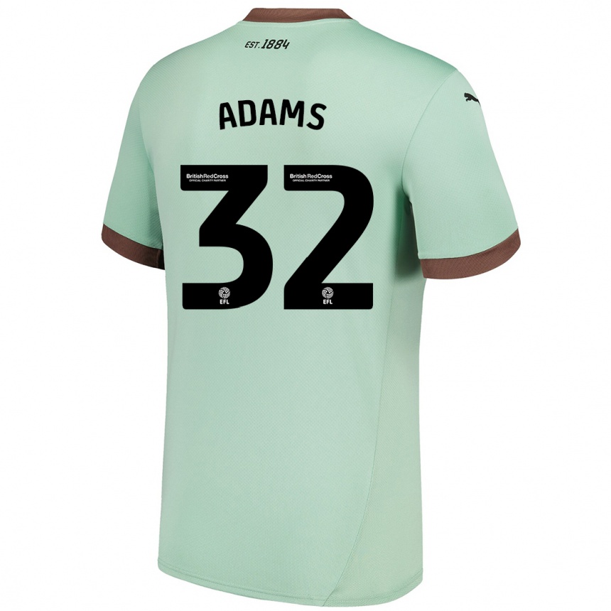 Kinder Fußball Ebou Adams #32 Blassgrün Auswärtstrikot Trikot 2024/25 T-Shirt Luxemburg