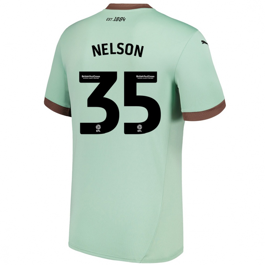 Kinder Fußball Curtis Nelson #35 Blassgrün Auswärtstrikot Trikot 2024/25 T-Shirt Luxemburg