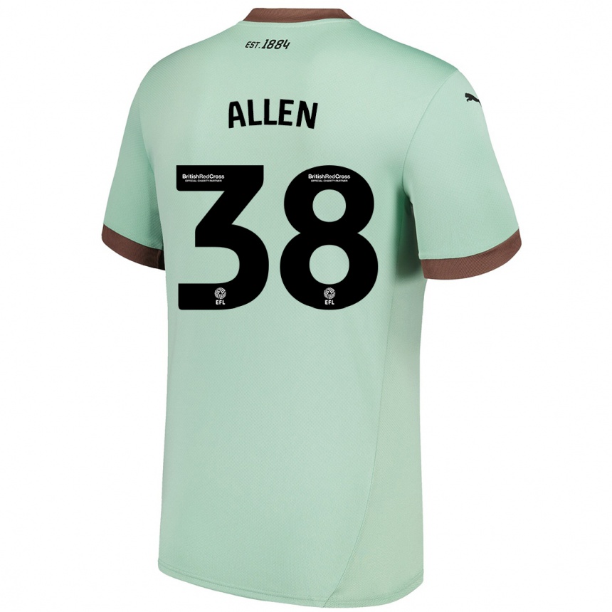 Kinder Fußball Cruz Allen #38 Blassgrün Auswärtstrikot Trikot 2024/25 T-Shirt Luxemburg