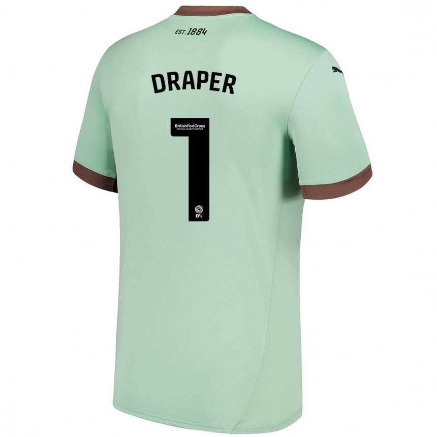 Kinder Fußball Anna Draper #1 Blassgrün Auswärtstrikot Trikot 2024/25 T-Shirt Luxemburg