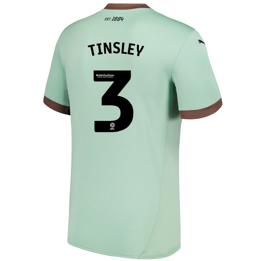 Kinder Fußball Megan Tinsley #3 Blassgrün Auswärtstrikot Trikot 2024/25 T-Shirt Luxemburg