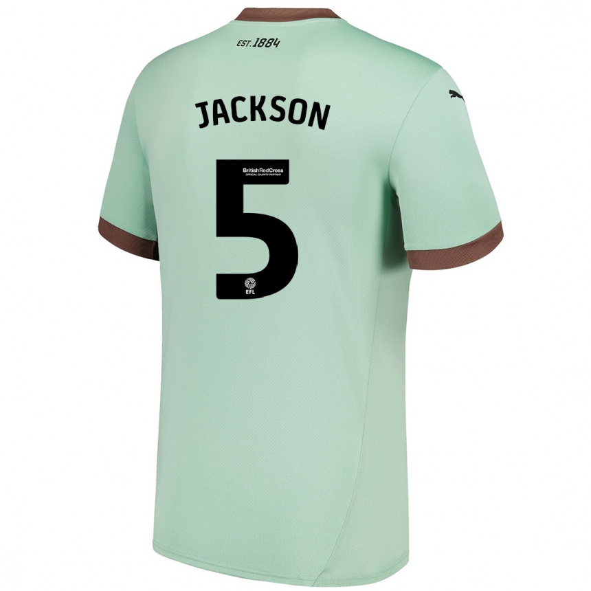 Kinder Fußball Sarah Jackson #5 Blassgrün Auswärtstrikot Trikot 2024/25 T-Shirt Luxemburg