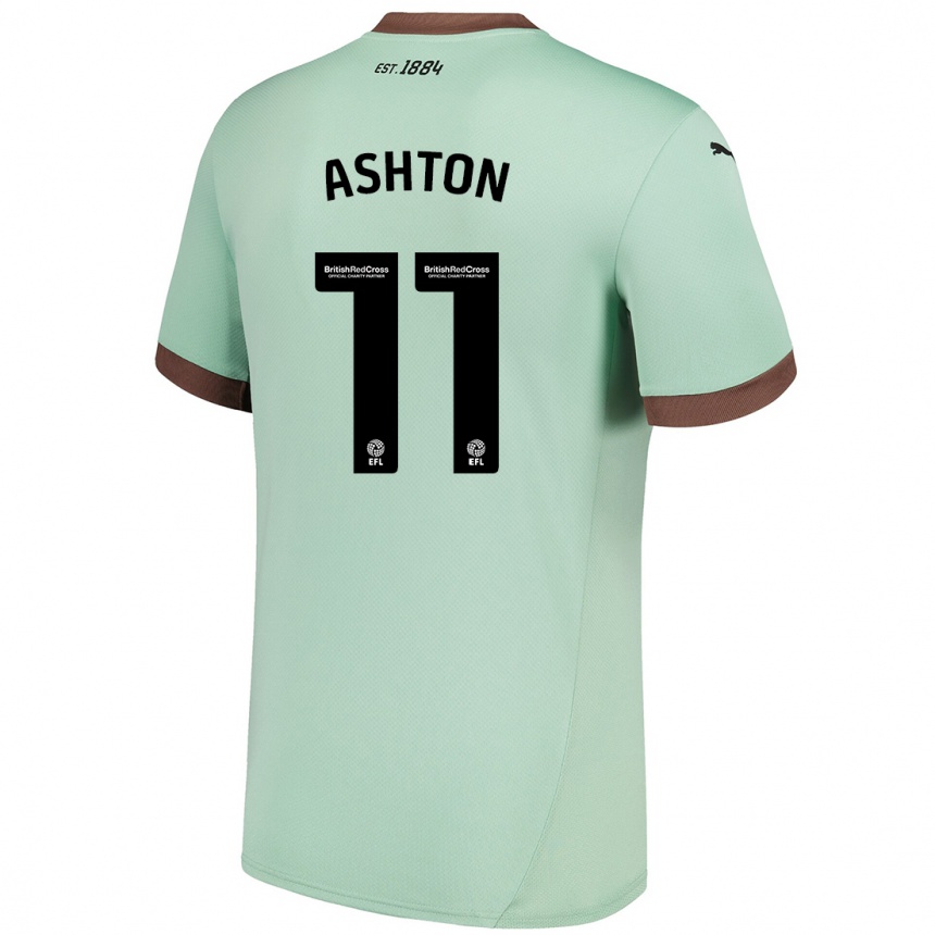 Kinder Fußball Eleanor Ashton #11 Blassgrün Auswärtstrikot Trikot 2024/25 T-Shirt Luxemburg