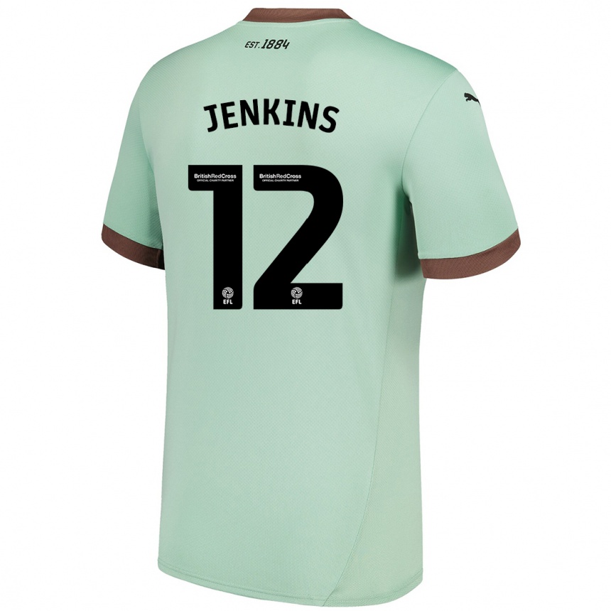 Kinder Fußball Camille Jenkins #12 Blassgrün Auswärtstrikot Trikot 2024/25 T-Shirt Luxemburg