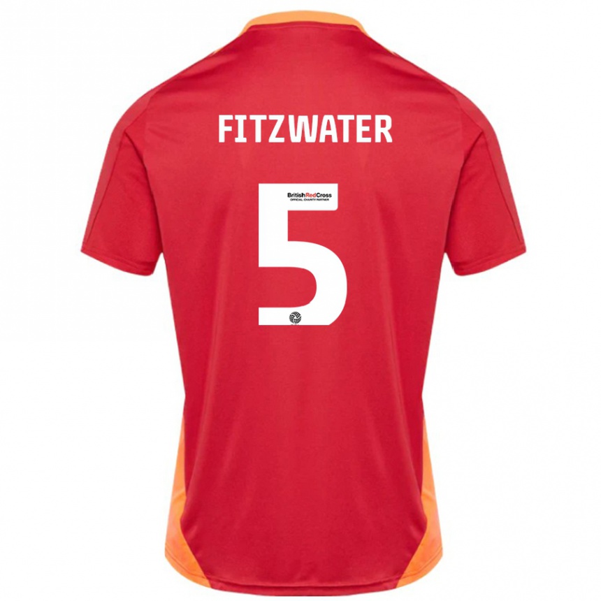 Kinder Fußball Jack Fitzwater #5 Blau Cremeweiß Auswärtstrikot Trikot 2024/25 T-Shirt Luxemburg