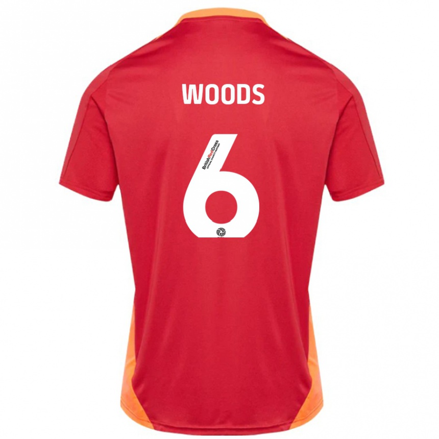 Kinder Fußball Ryan Woods #6 Blau Cremeweiß Auswärtstrikot Trikot 2024/25 T-Shirt Luxemburg