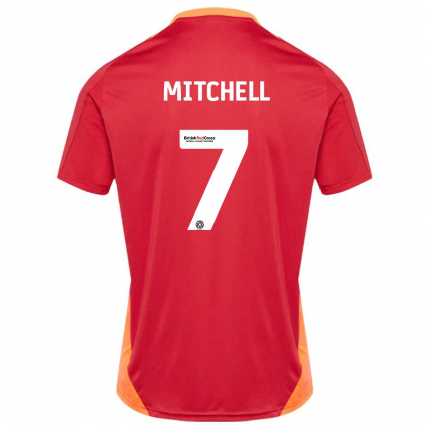 Kinder Fußball Demetri Mitchell #7 Blau Cremeweiß Auswärtstrikot Trikot 2024/25 T-Shirt Luxemburg