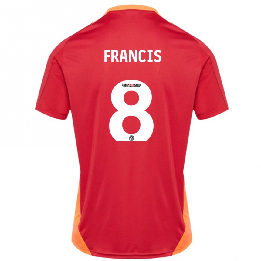 Kinder Fußball Ed Francis #8 Blau Cremeweiß Auswärtstrikot Trikot 2024/25 T-Shirt Luxemburg