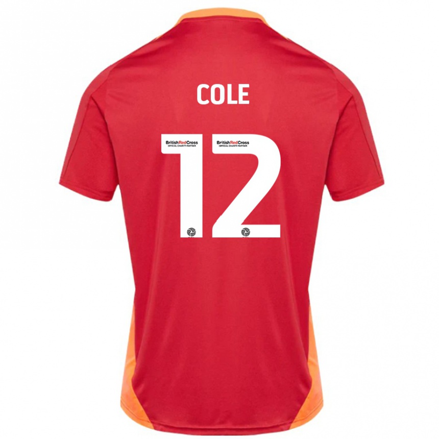 Kinder Fußball Reece Cole #12 Blau Cremeweiß Auswärtstrikot Trikot 2024/25 T-Shirt Luxemburg