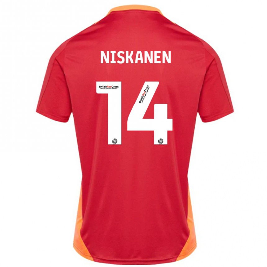 Kinder Fußball Ilmari Niskanen #14 Blau Cremeweiß Auswärtstrikot Trikot 2024/25 T-Shirt Luxemburg