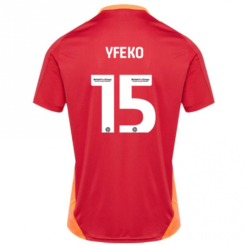 Kinder Fußball Johnly Yfeko #15 Blau Cremeweiß Auswärtstrikot Trikot 2024/25 T-Shirt Luxemburg