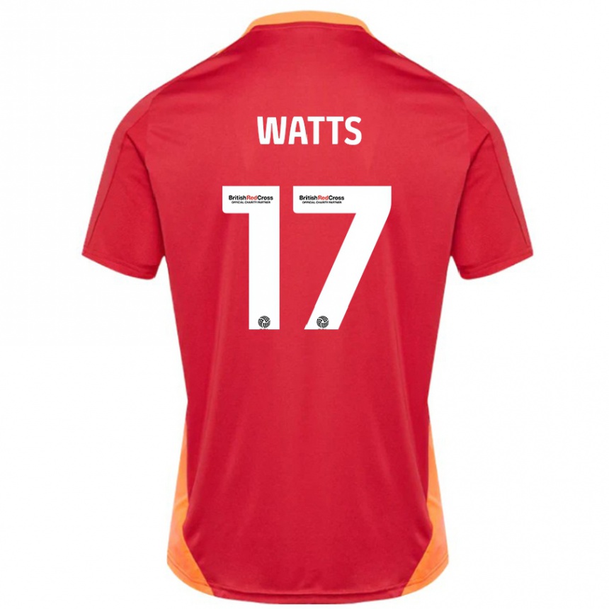 Kinder Fußball Caleb Watts #17 Blau Cremeweiß Auswärtstrikot Trikot 2024/25 T-Shirt Luxemburg