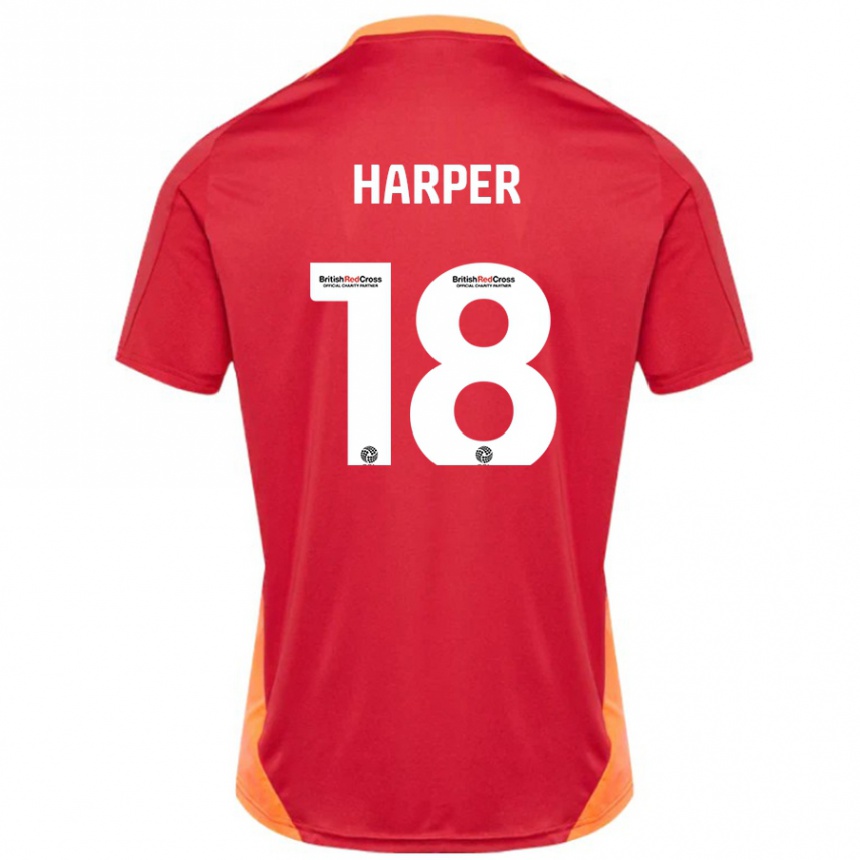 Kinder Fußball Vincent Harper #18 Blau Cremeweiß Auswärtstrikot Trikot 2024/25 T-Shirt Luxemburg