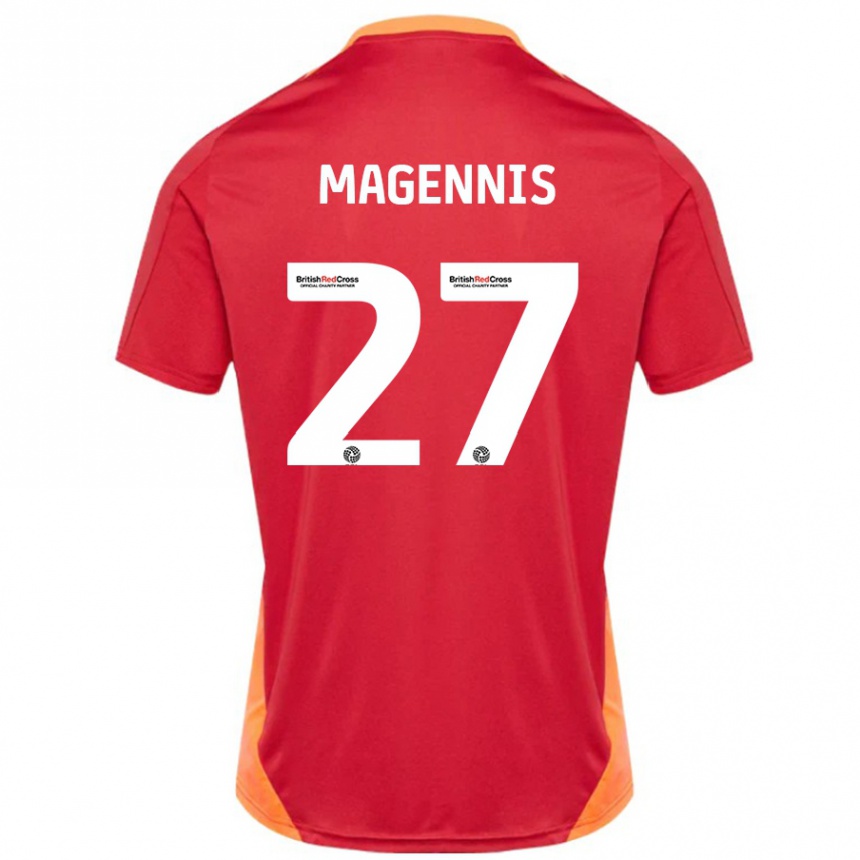 Kinder Fußball Josh Magennis #27 Blau Cremeweiß Auswärtstrikot Trikot 2024/25 T-Shirt Luxemburg