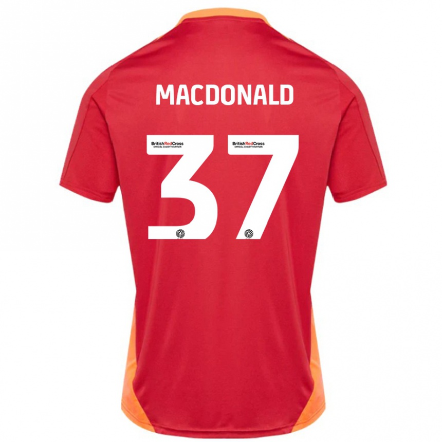 Kinder Fußball Shaun Macdonald #37 Blau Cremeweiß Auswärtstrikot Trikot 2024/25 T-Shirt Luxemburg