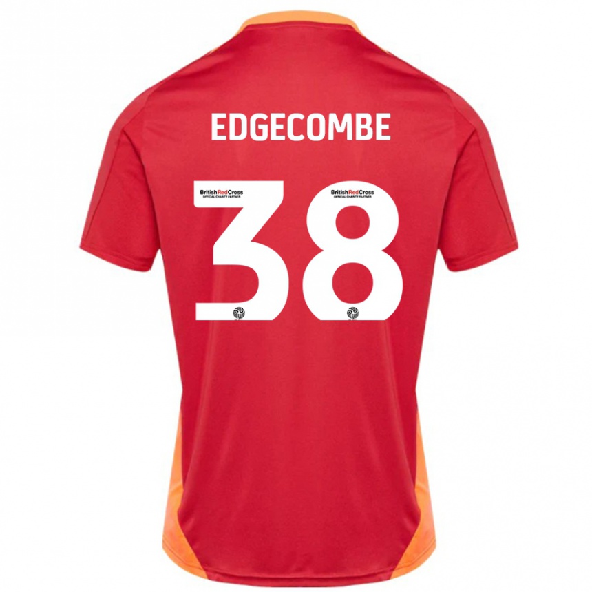 Kinder Fußball Max Edgecombe #38 Blau Cremeweiß Auswärtstrikot Trikot 2024/25 T-Shirt Luxemburg