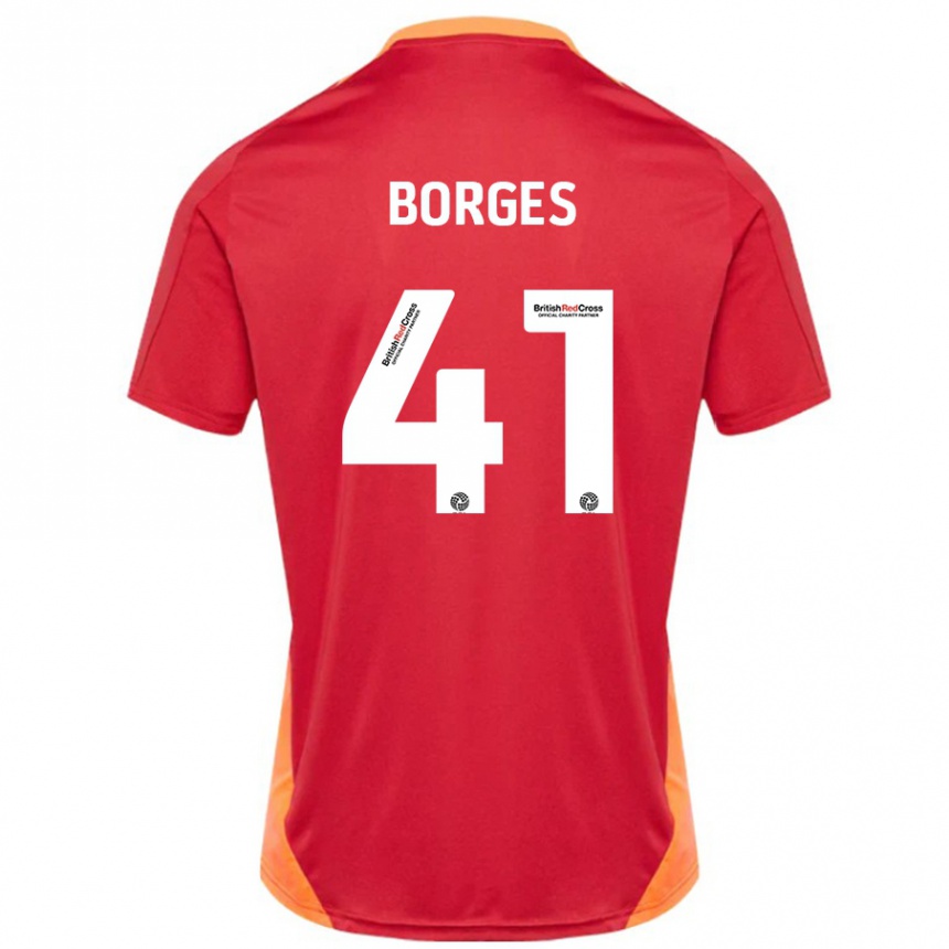 Kinder Fußball Pedro Borges #41 Blau Cremeweiß Auswärtstrikot Trikot 2024/25 T-Shirt Luxemburg