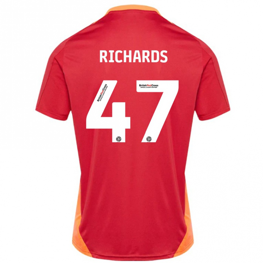 Kinder Fußball Jake Richards #47 Blau Cremeweiß Auswärtstrikot Trikot 2024/25 T-Shirt Luxemburg