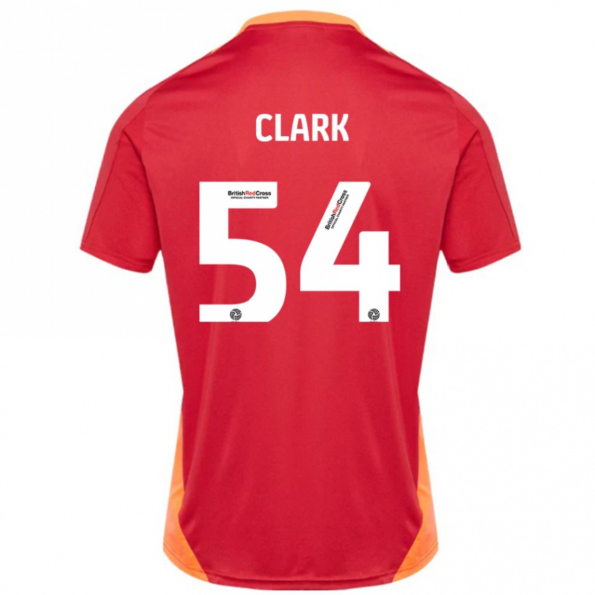 Kinder Fußball Max Clark #54 Blau Cremeweiß Auswärtstrikot Trikot 2024/25 T-Shirt Luxemburg