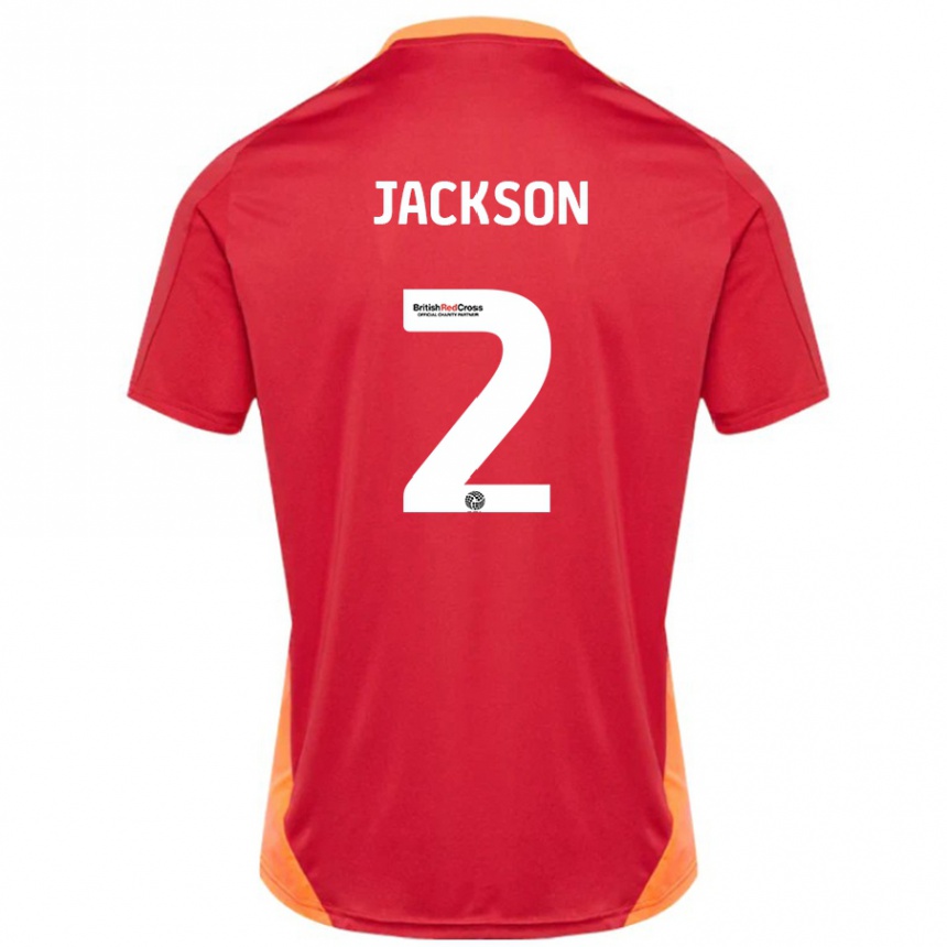 Kinder Fußball Bow Jackson #2 Blau Cremeweiß Auswärtstrikot Trikot 2024/25 T-Shirt Luxemburg