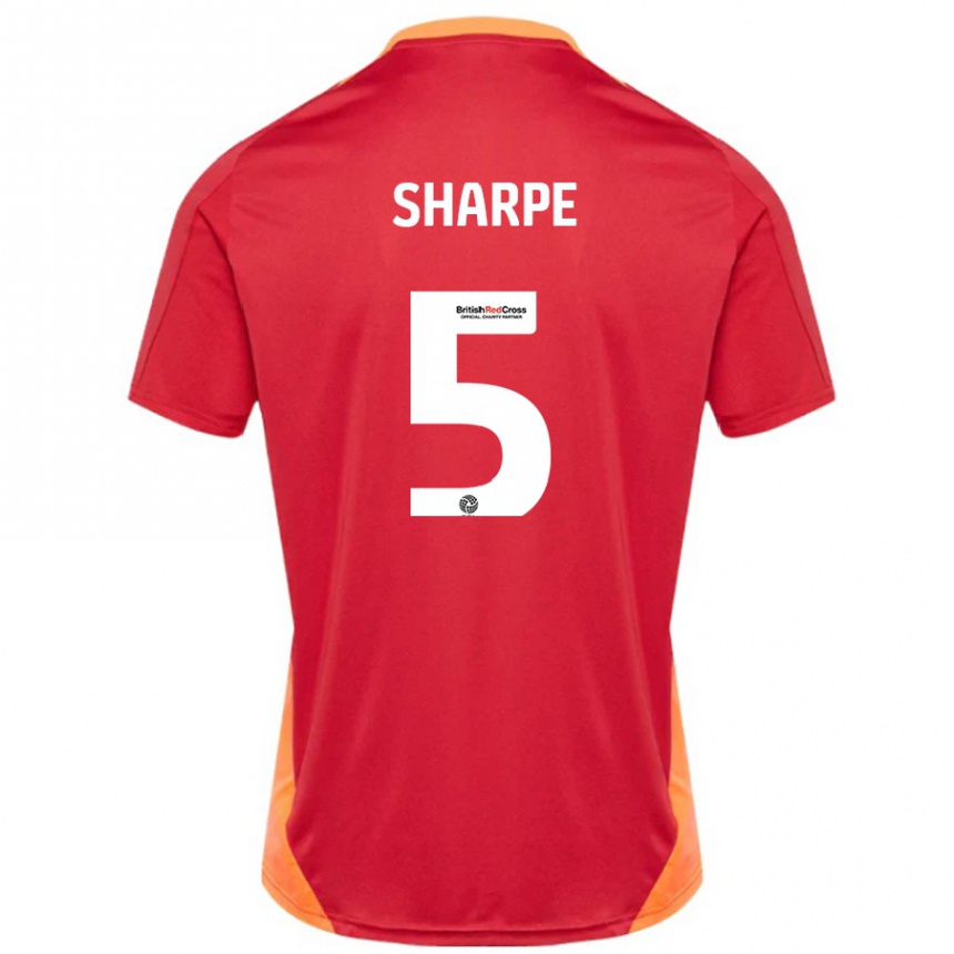 Kinder Fußball Manfy Sharpe #5 Blau Cremeweiß Auswärtstrikot Trikot 2024/25 T-Shirt Luxemburg