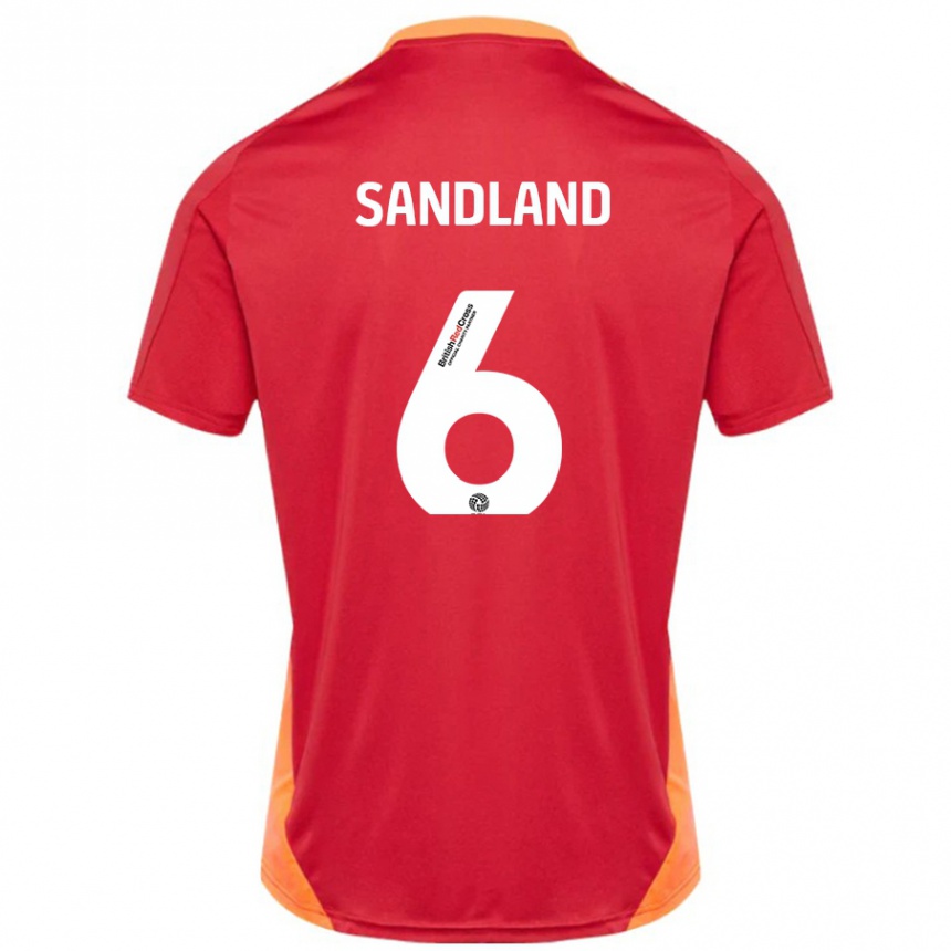 Kinder Fußball Jess Sandland #6 Blau Cremeweiß Auswärtstrikot Trikot 2024/25 T-Shirt Luxemburg