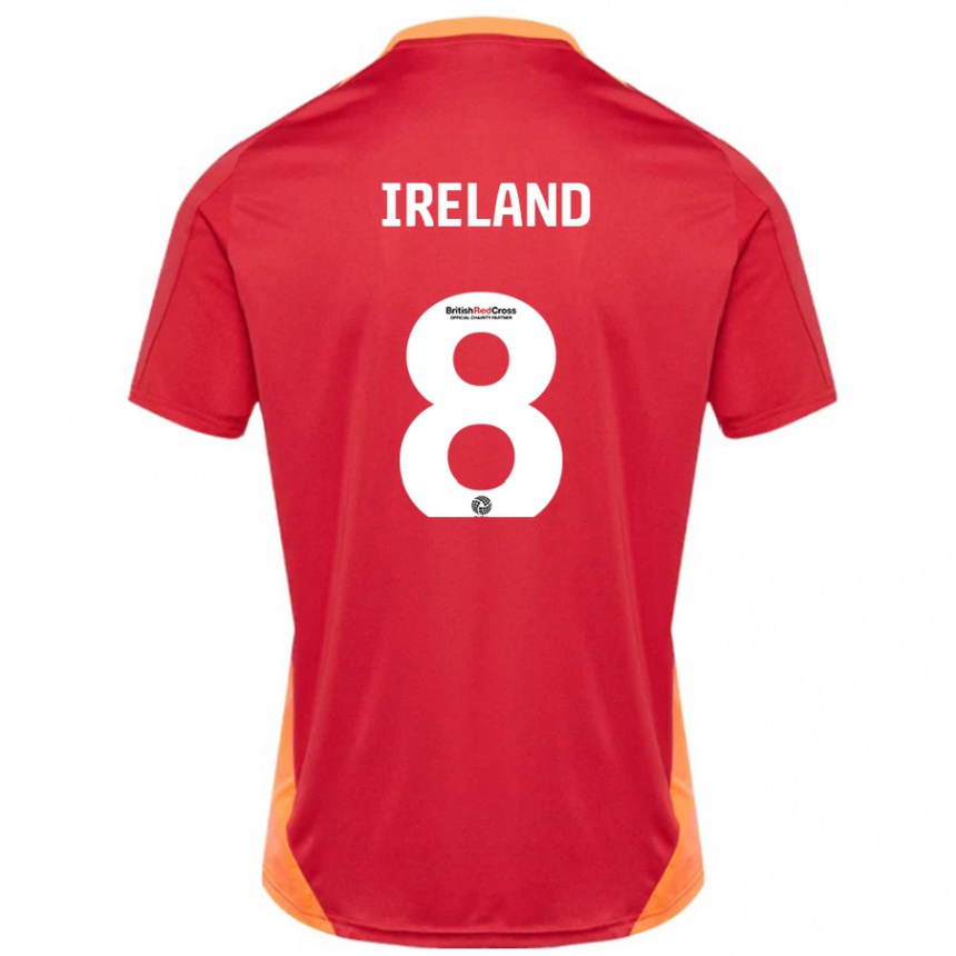 Kinder Fußball Beth Ireland #8 Blau Cremeweiß Auswärtstrikot Trikot 2024/25 T-Shirt Luxemburg