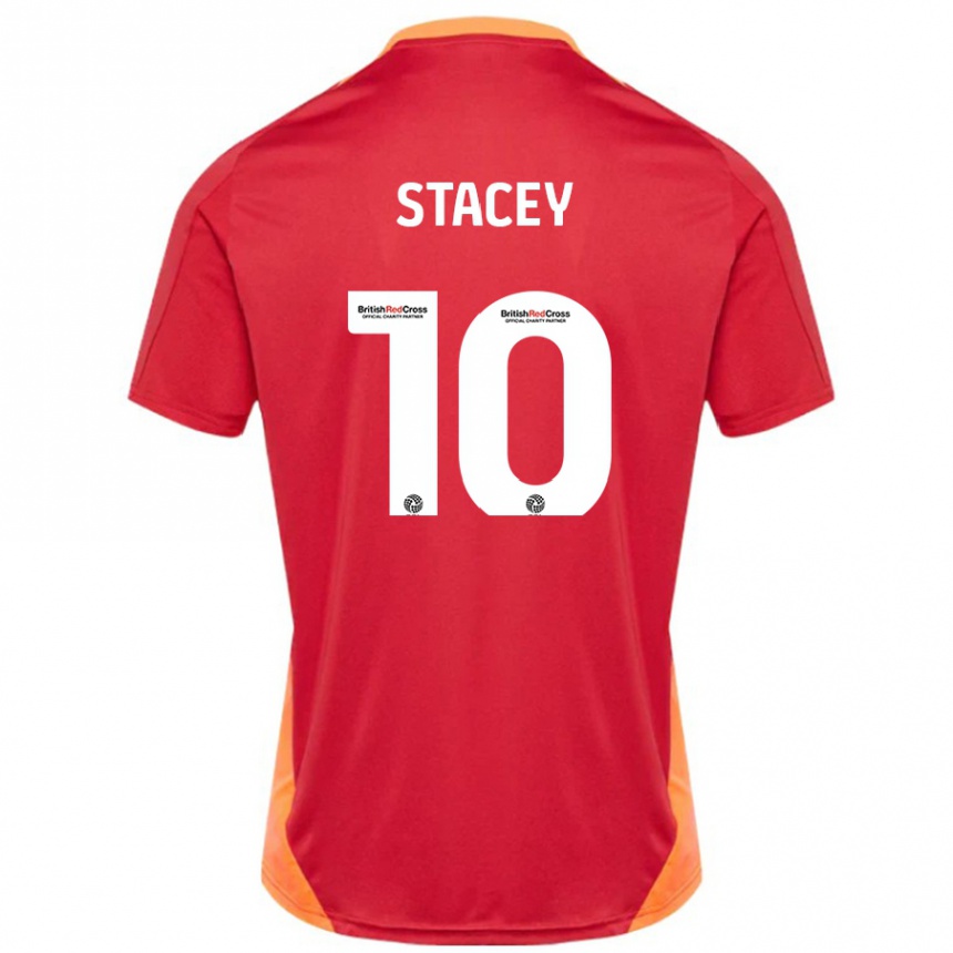 Kinder Fußball Sarah Stacey #10 Blau Cremeweiß Auswärtstrikot Trikot 2024/25 T-Shirt Luxemburg