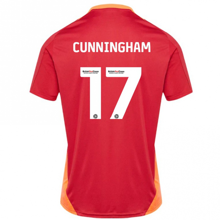 Kinder Fußball Zoe Cunningham #17 Blau Cremeweiß Auswärtstrikot Trikot 2024/25 T-Shirt Luxemburg