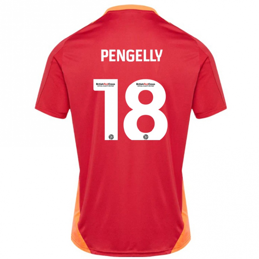 Kinder Fußball Connie Pengelly #18 Blau Cremeweiß Auswärtstrikot Trikot 2024/25 T-Shirt Luxemburg