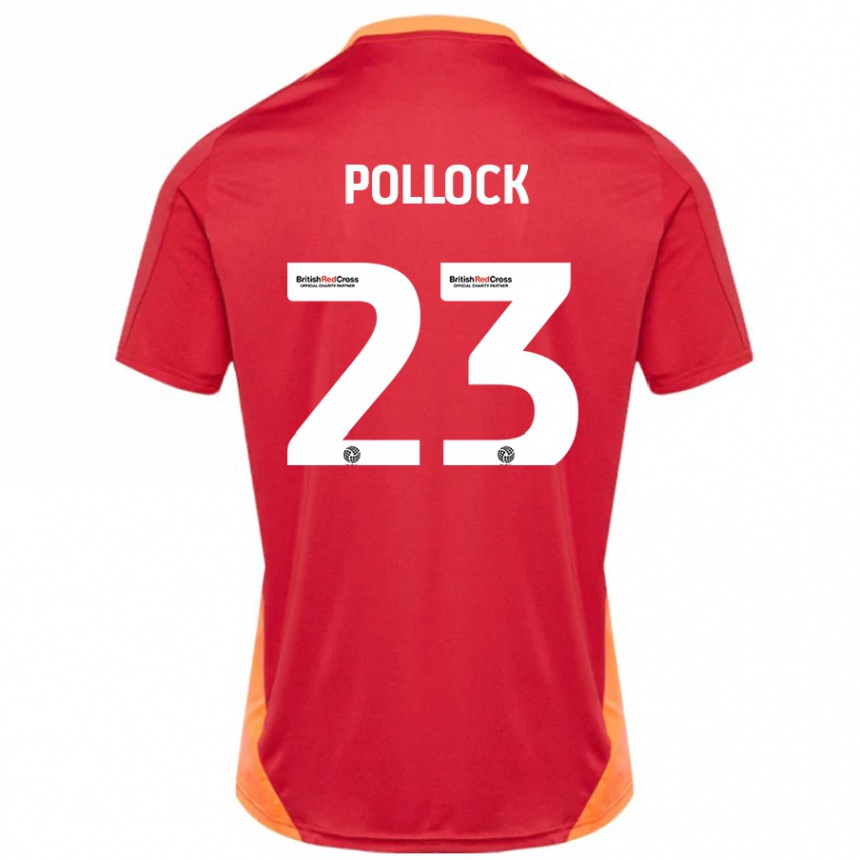 Kinder Fußball Amber Pollock #23 Blau Cremeweiß Auswärtstrikot Trikot 2024/25 T-Shirt Luxemburg