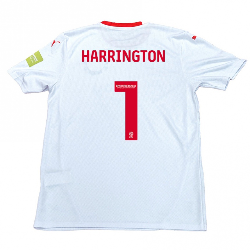 Kinder Fußball David Harrington #1 Weiß Auswärtstrikot Trikot 2024/25 T-Shirt Luxemburg