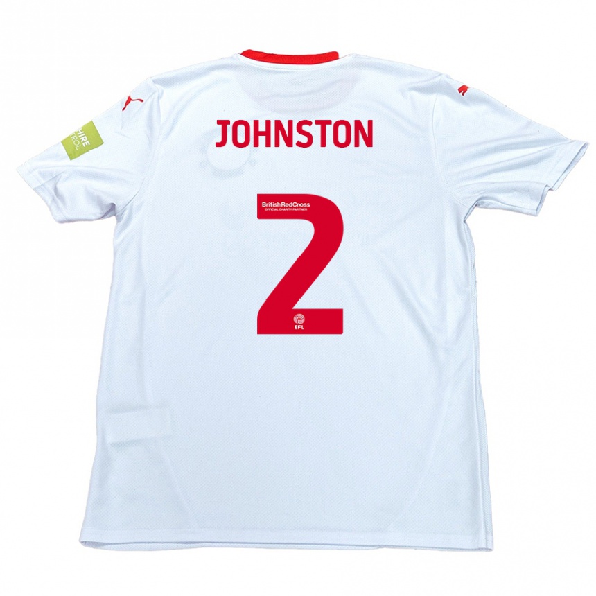 Kinder Fußball Carl Johnston #2 Weiß Auswärtstrikot Trikot 2024/25 T-Shirt Luxemburg