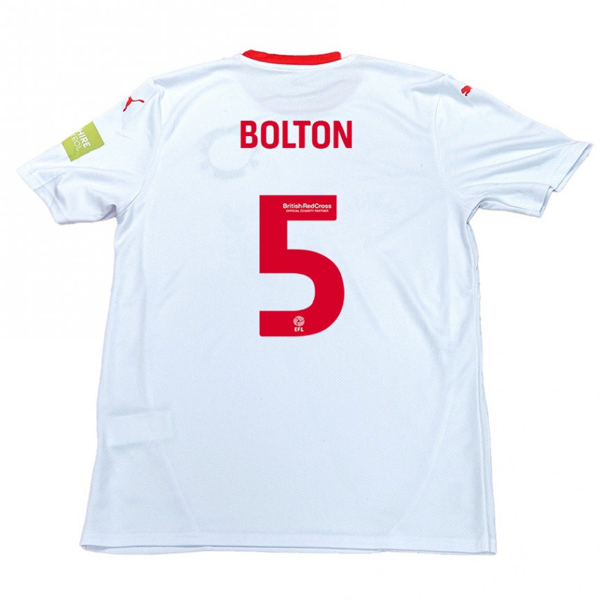 Kinder Fußball James Bolton #5 Weiß Auswärtstrikot Trikot 2024/25 T-Shirt Luxemburg