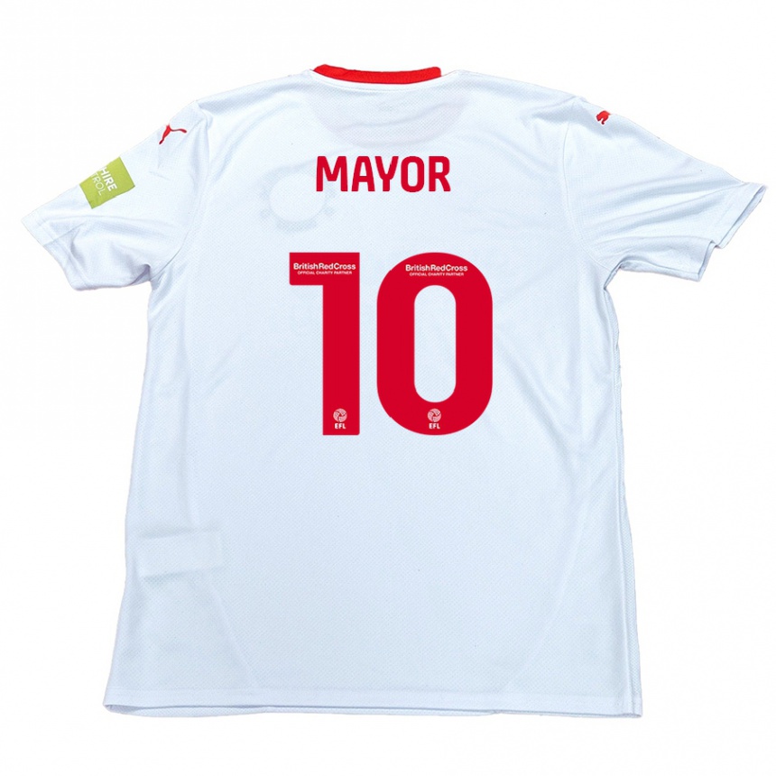 Kinder Fußball Danny Mayor #10 Weiß Auswärtstrikot Trikot 2024/25 T-Shirt Luxemburg