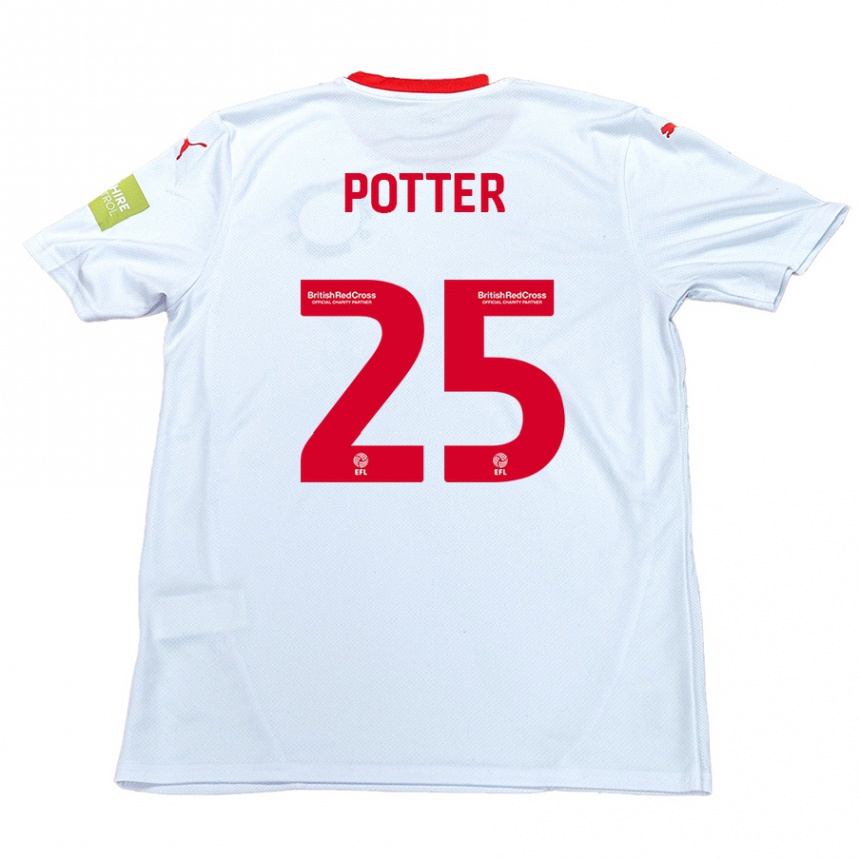 Kinder Fußball Finley Potter #25 Weiß Auswärtstrikot Trikot 2024/25 T-Shirt Luxemburg