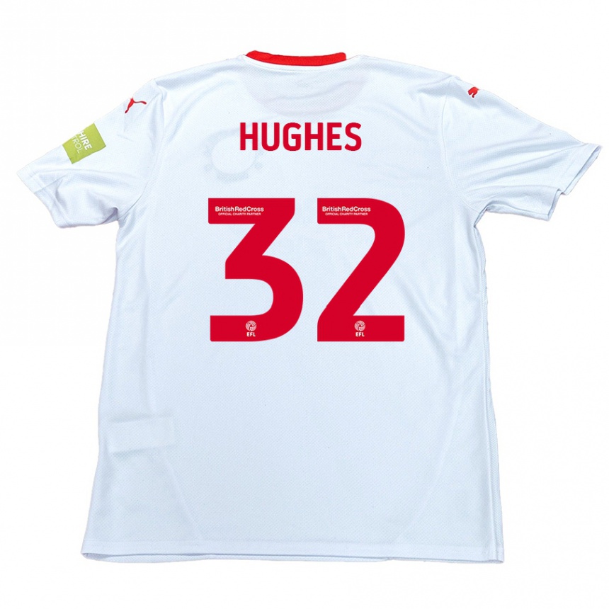 Kinder Fußball Kayden Hughes #32 Weiß Auswärtstrikot Trikot 2024/25 T-Shirt Luxemburg