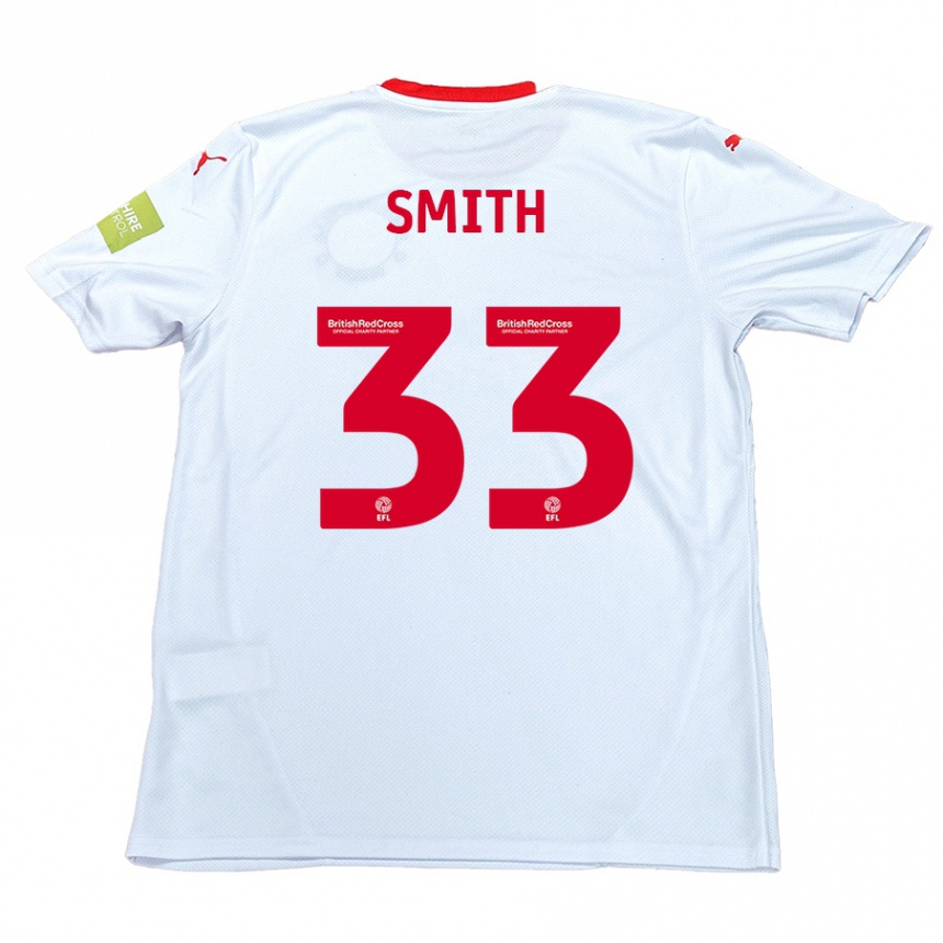 Kinder Fußball Pele Smith #33 Weiß Auswärtstrikot Trikot 2024/25 T-Shirt Luxemburg