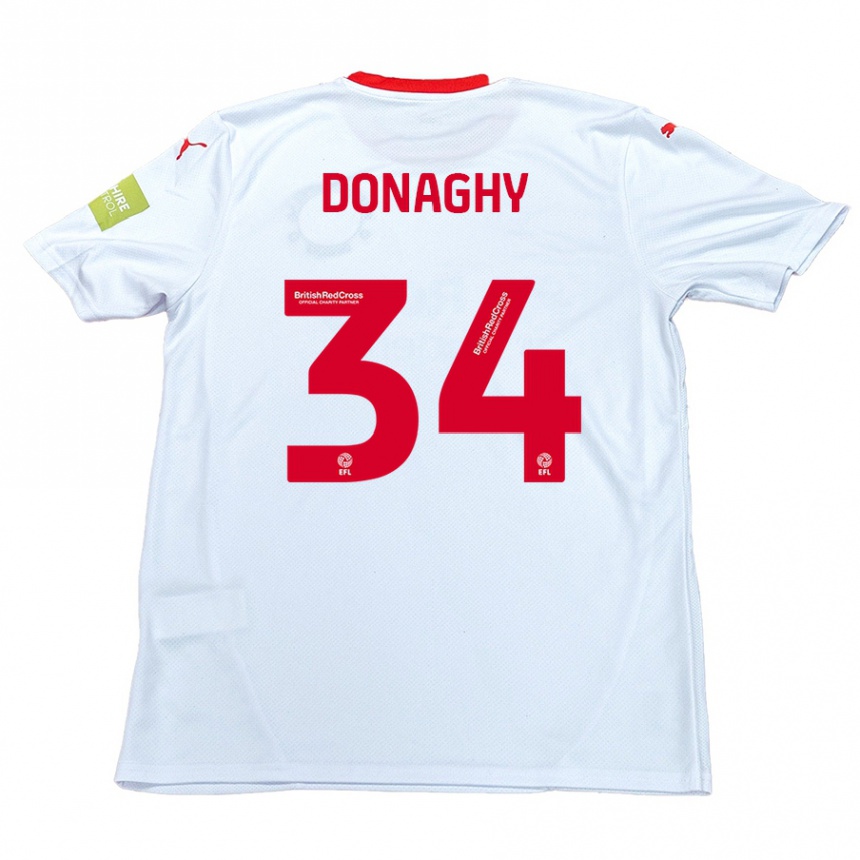 Kinder Fußball Tom Donaghy #34 Weiß Auswärtstrikot Trikot 2024/25 T-Shirt Luxemburg