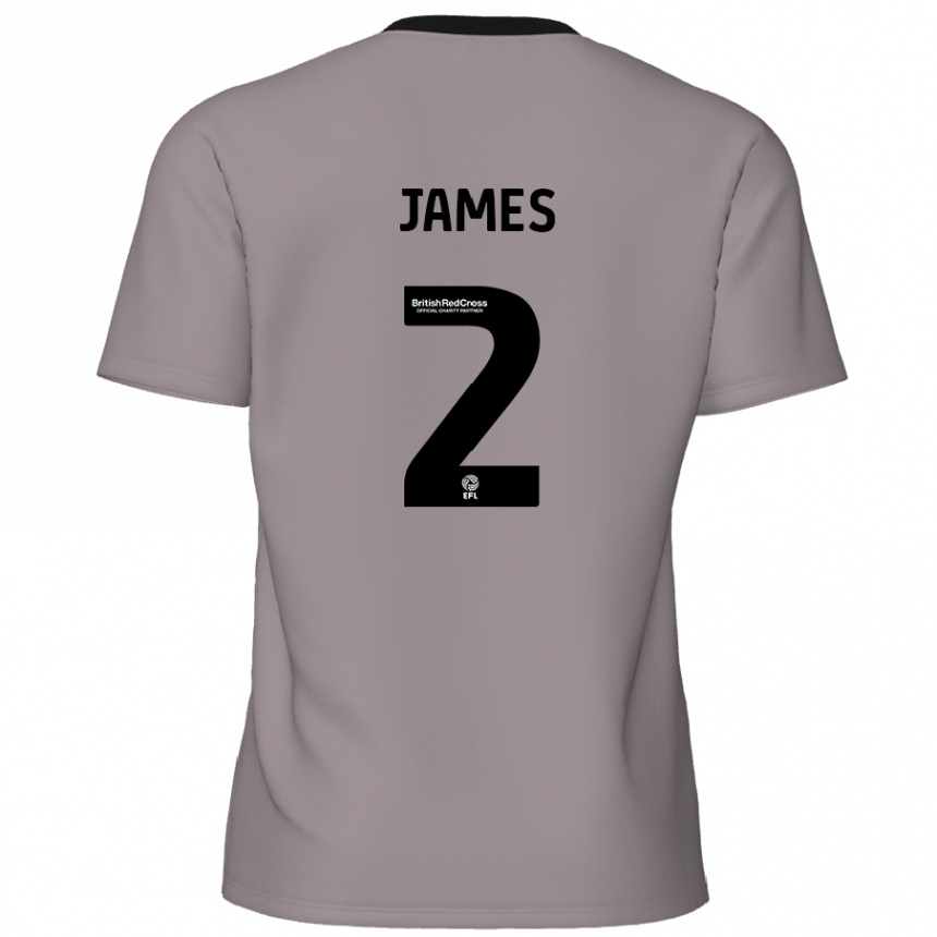 Kinder Fußball Tom James #2 Grau Auswärtstrikot Trikot 2024/25 T-Shirt Luxemburg