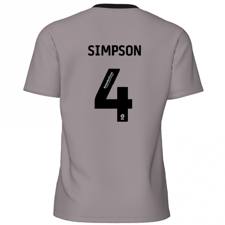 Kinder Fußball Jack Simpson #4 Grau Auswärtstrikot Trikot 2024/25 T-Shirt Luxemburg